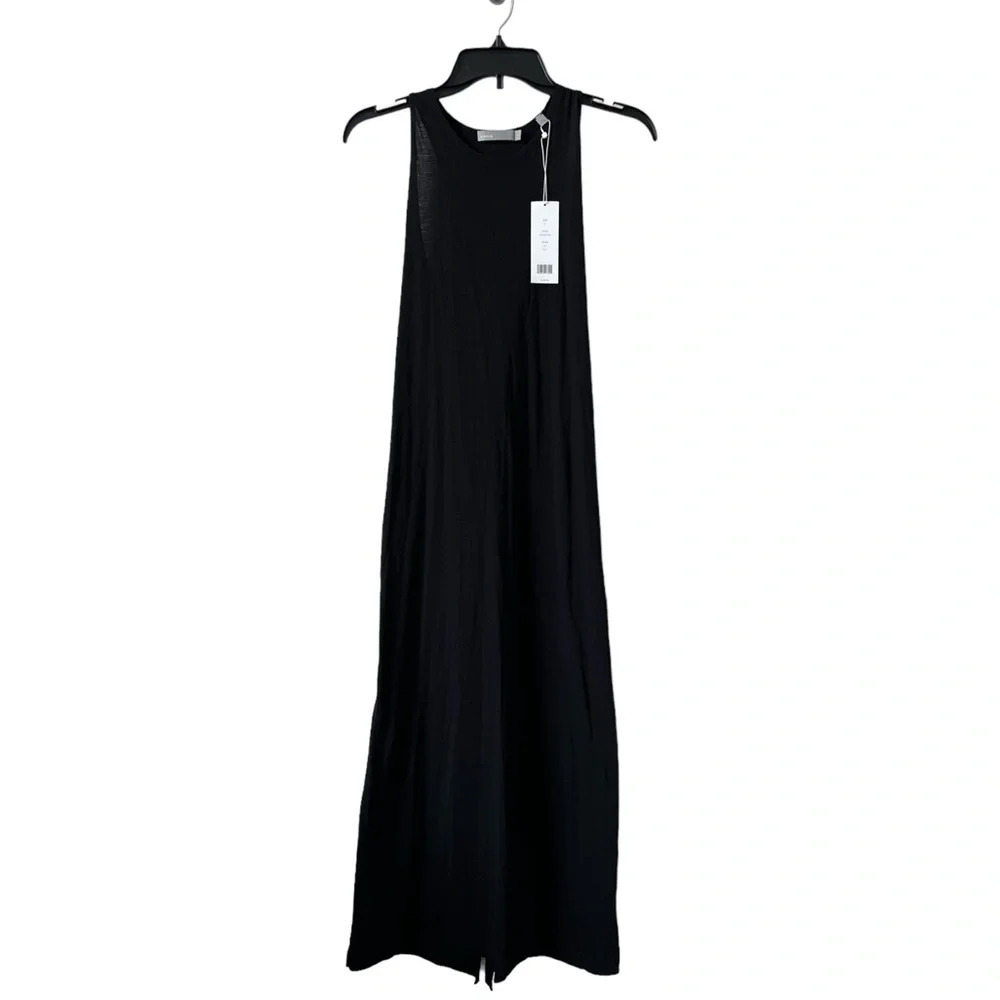Vince Twist Back Pima Cotton Dress Midi Sz S Black Tank Sleeveless Women’s Basic